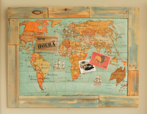 Prikbord met wereldkaart Prikbord met wereldkaart
